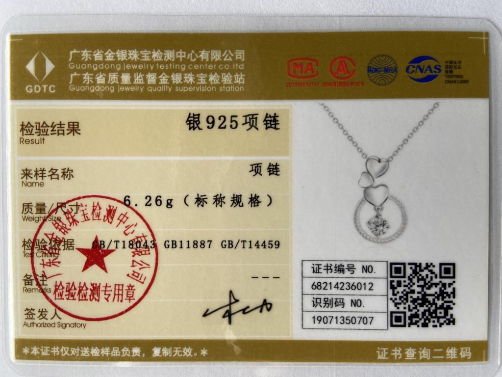 925 Sterling Silver Fashion AAA Zircon Heart Pendant Necklace Wedding Jewelry