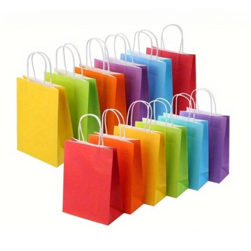 6pcs Kraft Paper Handbags, Small Gift Bags - Durable, Reusable, and Stylish Shopping Totes with Handles, Perfect for Groceries