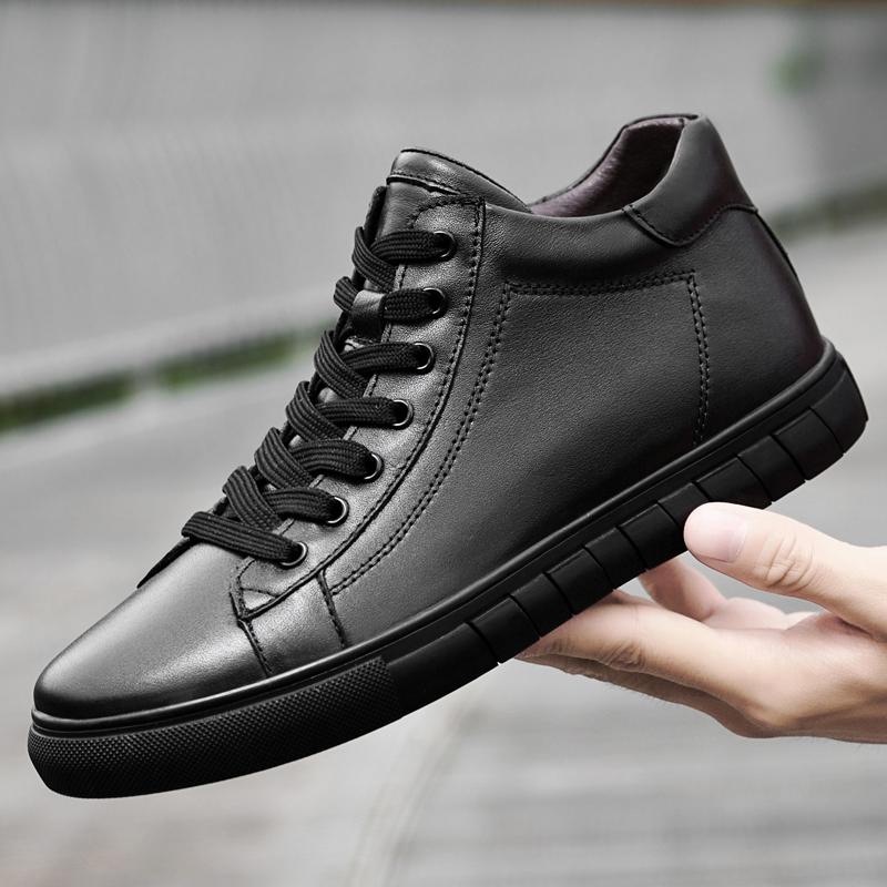 

Повседневная обувь из натуральной кожи, высококачественные мужские туфли на шнуровке для скейтбординга, мужская обувь для бега на открытом воздухе 2024, легкие мужские ботильоны 45 чёрный