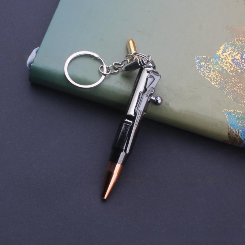 1Pcs Bullet Pen Keychain Military Style Tactical Push Button Design Compact Pen for Emergency Outdoor and Office A3