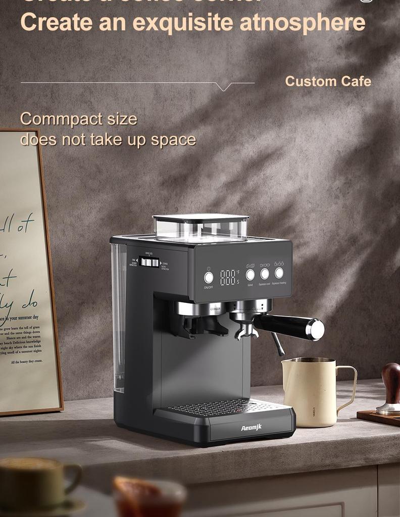 Aeomjk CM5540 Semi-Automatic Italian Coffee Machine with Room Temp Cold Brew & Milk Frothing