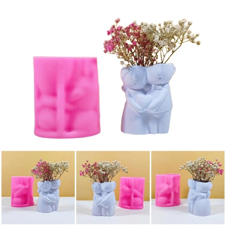Couple Doll Silicone Mould for Flower Pots Vase Mold Concrete Cement Epoxy Resin