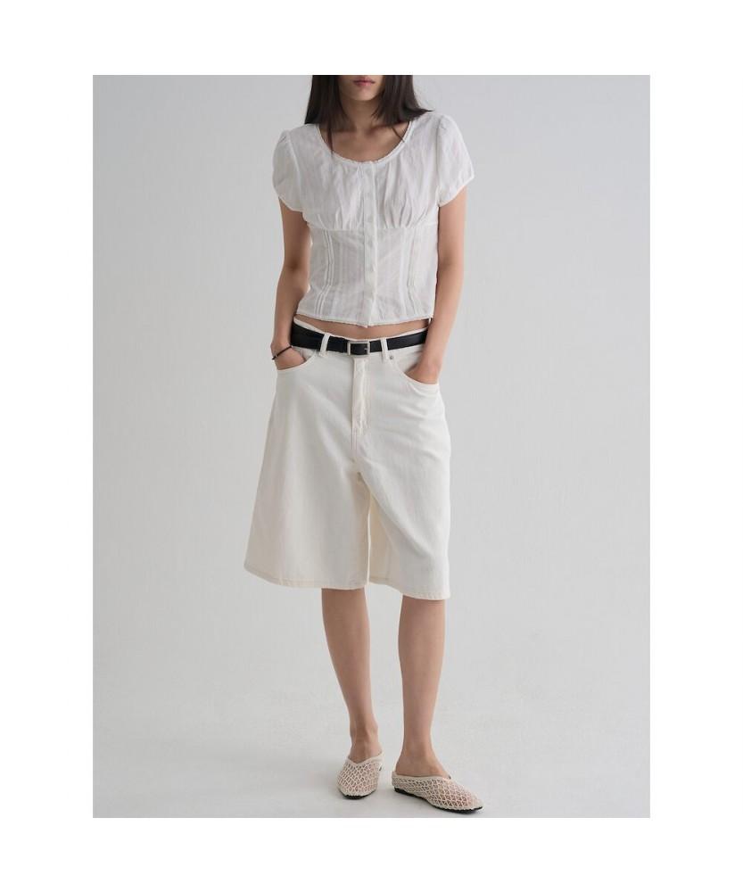 8SECONDS Midi Denim Shorts Ivory