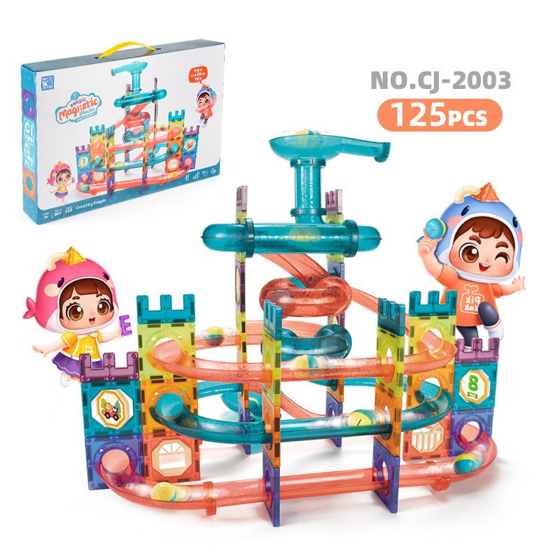 

Детские научно-образовательные игрушки 125 шт. Магнитные строительные блоки Сборка Сделай сам Вариативный магнитный пазл Набор шарикового трека 125pcs1466.3g