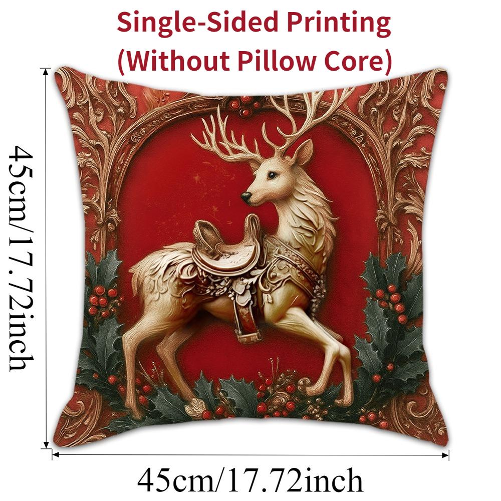 1/4 pièces Housse de Coussin de Noël Lin Design Père Noël Rennes Fermeture Éclair Décoration Salon Hivernal Canapé Funda Cojines De 45x45