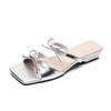 Gentle Fairy Wind Cool Slippers Bow Open Toe Word with Thick Heel Slippers Female Summer