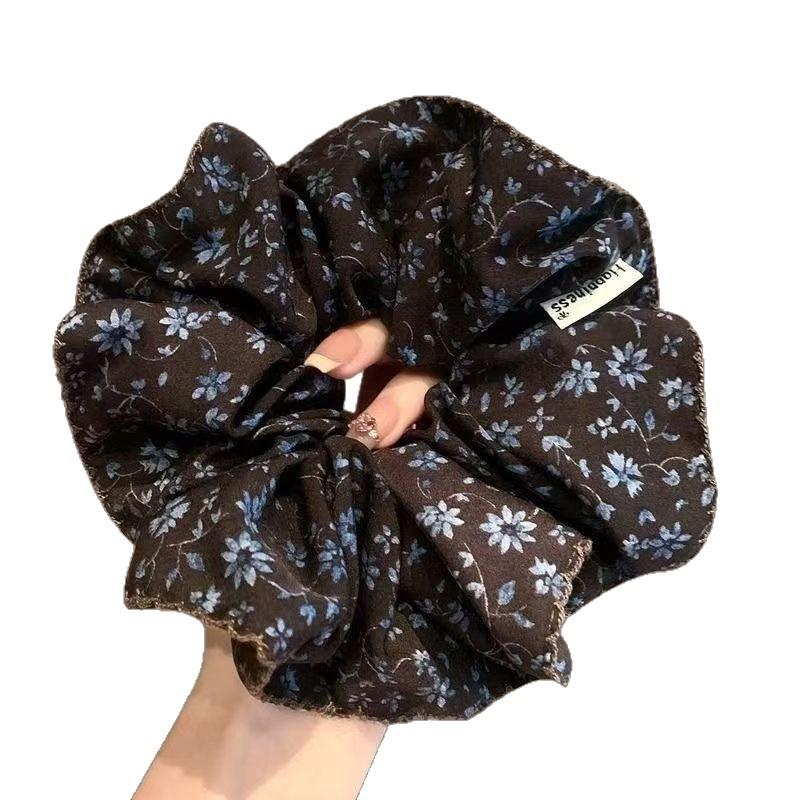 Vintage Ölgemälde Hochwertiges Haargummi für Damen - Großes Retro-Zopfgummi und Blumen-Accessoire