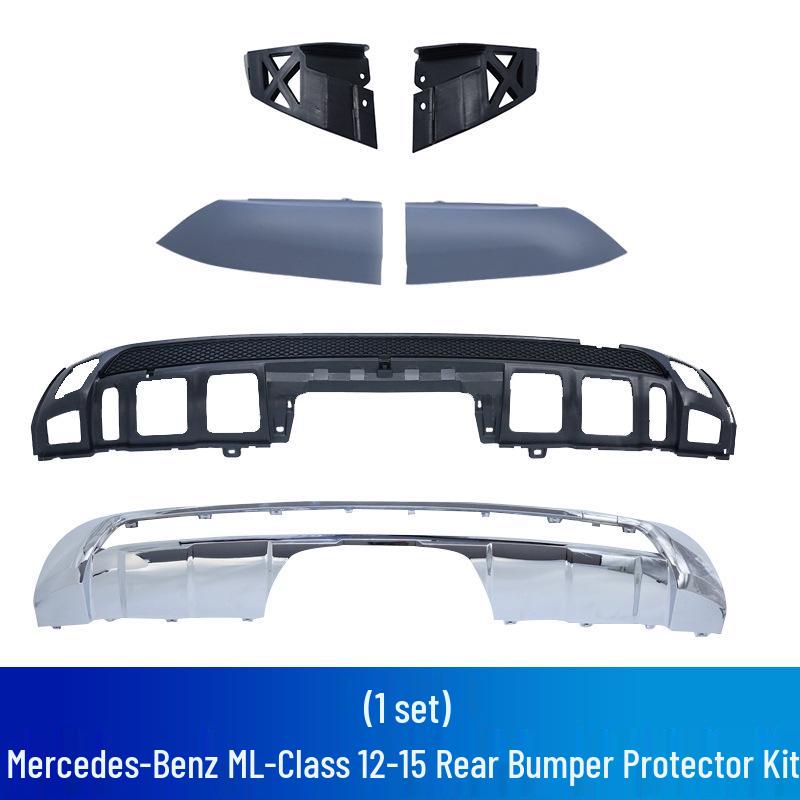 Mercedes-Benz ML-Class Front & Rear Bumper Guard Plates and Fog Light Strips with Trunk Pedal