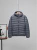 Men's Plus Size Lightweight Hooded Down Jacket - 90% Down, Ultra-Thin, Casual Winter Wear for Middle-Aged and Elderly, Suitable for 200 lbs