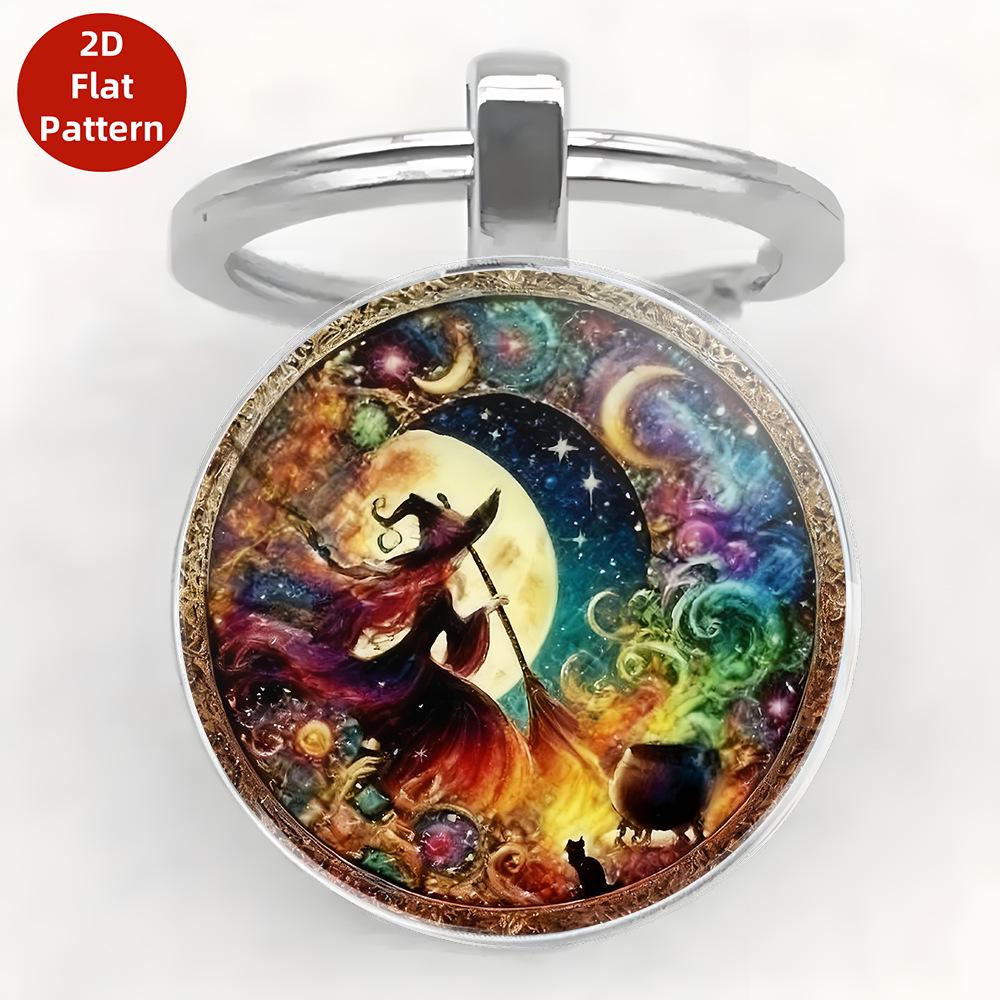 Magic Witch & Moon Elf Painted Halloween Ornament Plate