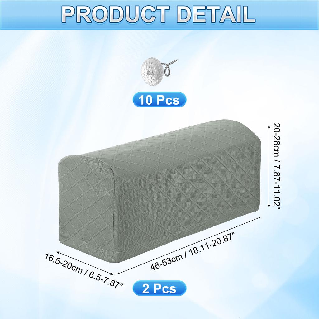 2pcs Stretch Armrest Covers, Polyester Soft Armchair Slipcovers Couch Recliner Arm Cover with Twist Pins Chair Sofa Protector