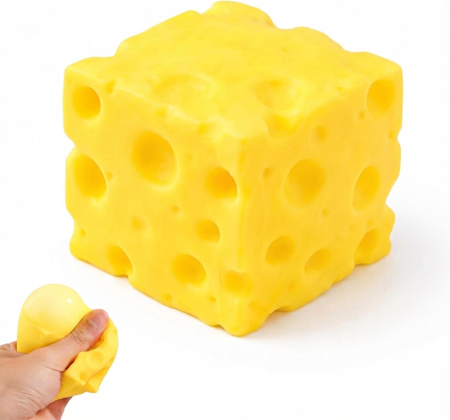 Yellow Cheese-Shaped Squishy Toy, Adult Stress Ball, Soft Creative Toy, Themed Cheese-Shaped Soft Silicone Toy, relieves Stress, Promotes Relaxation 7CM жёлтый