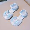 Girls Princess Shoes Mesh Lace Bow Kids Half Sandals Beauty Crystal Fairy Style 2025 New Girls Dance Shoes for Party Wedding