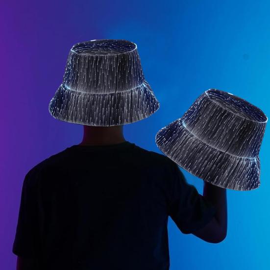 LED Fisherman Hat Neon Rave Bucket Cap 7 Colors Glow
