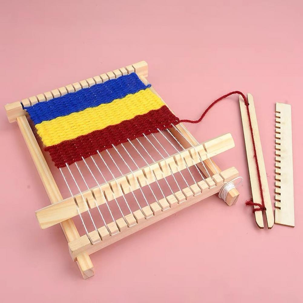 Wooden Color 1 Set Fancy Intellectual Toy Weaving Frame Loom Portable Weaving Loom Multi-craft Nursery Gift