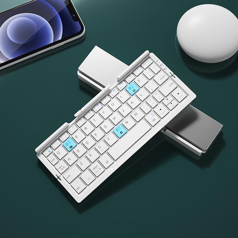 

BOW Bluetooth Складна Клавіатура: Підключається до планшетів, ноутбуків та телефонів; компактний, бездротовий та портативний. срібні білого кольору