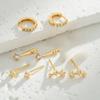 6 Pcs Gold Plated Stainless Steel Flat Back Earrings Set Green Zirconia Cartilage Studs Elegant Jewelry