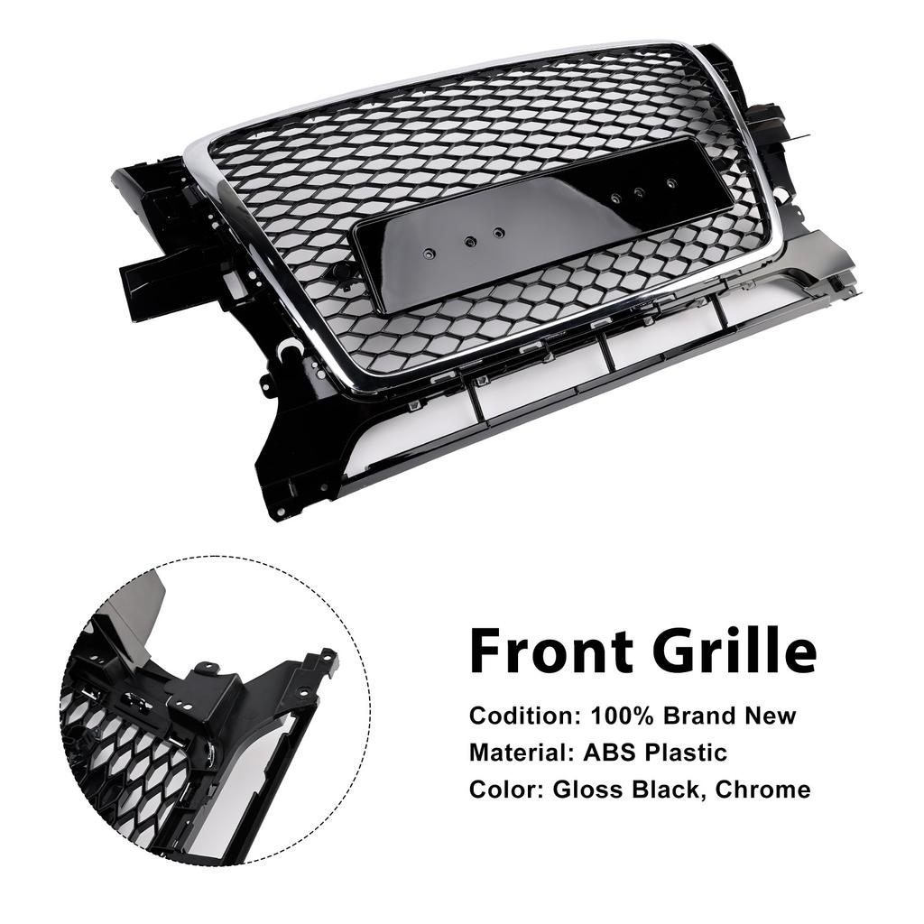 Chrome/Black Front Bumper Grill Grille 8R0853651B Fit Q5 2009-2012