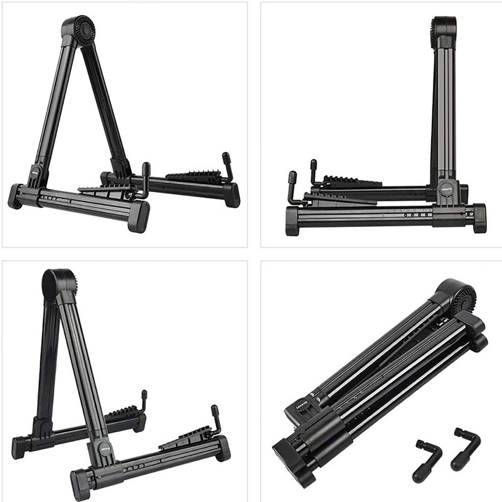 Black A Frame Guitar Stand with Silicone Pad Foldable Stable ABS Folk Guitar Bracket Rack for Home Classroom