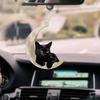 Creative Acrylic Moon Black Cat Pendant Unique Car Interior Decoration Keychain Accessory
