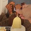 Akazienholz Weihnachtsbaum Käsemesser & Gabel Set mit Holzsockel - 6-teiliges Set