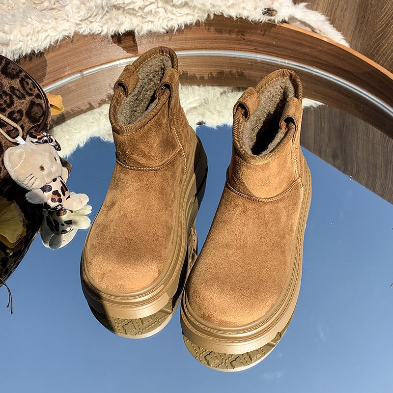

Женские зимние теплые ботинки на толстой мягкой подошве, увеличивающие рост, с мехом, нескользящие, меховые, для снега, плюшевая подкладка, ботильоны, спортивные хлопковые ботинки для улицы 40 коричневый