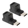 2pcs 1 To 2 USB C 3.1 90 Degree Angle Adapter 10Gbps USB 3.1 Type C Male To USBC 3.1 USB C2.0 Dual Female Right Angle