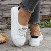 Minimalistische Damen-Low-Top-Sneaker - Runde Zehenpartie, Bequem, Lässige Outfits mit Weicher Sohle, Handwaschbare Low-Top-Sneaker für den täglichen Gebrauch