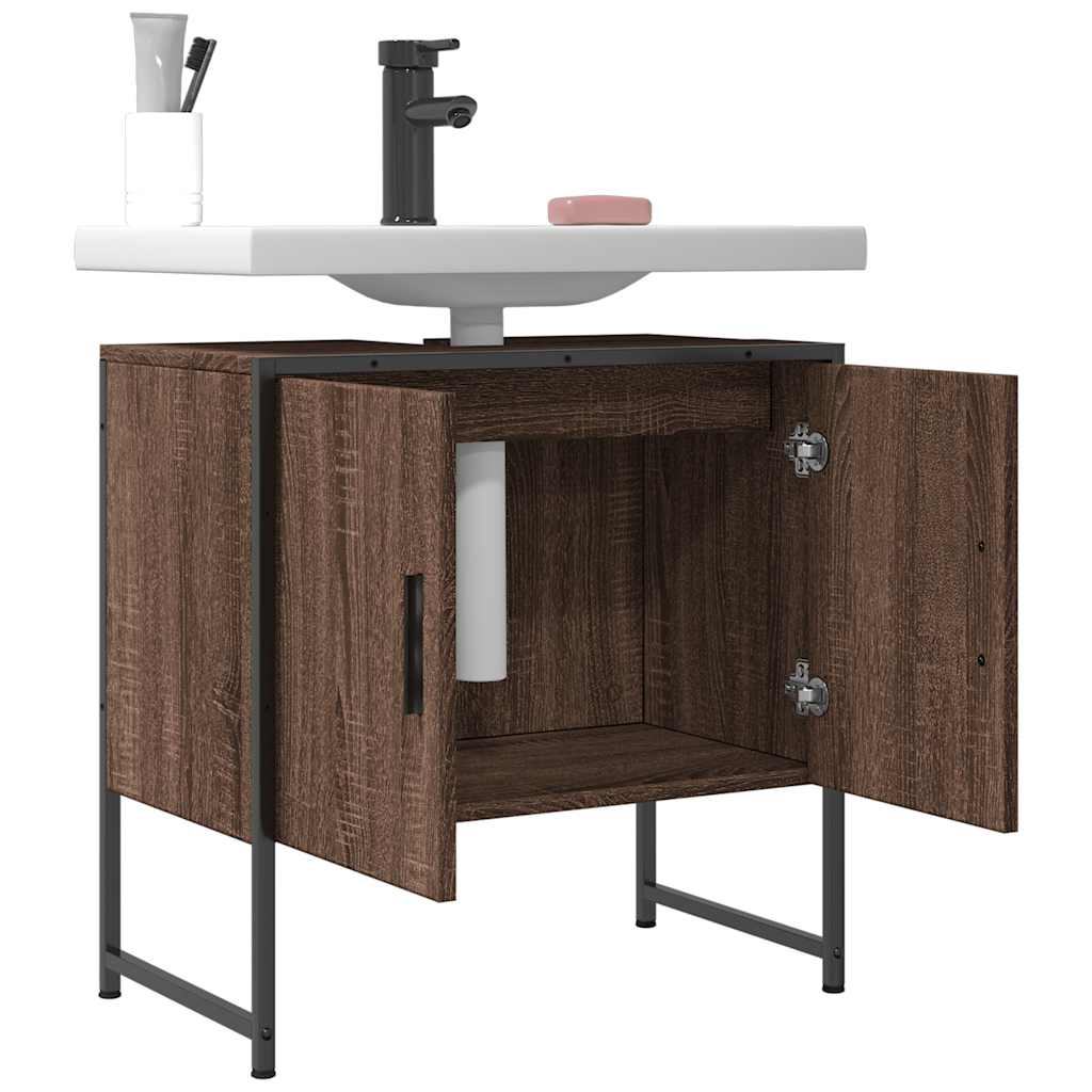 Bathroom Vanity Cabinet Brown Oak Effect 60 x 33 x 60 cm