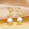 Tancise Jewelry S925 Sterling Silver Bow Earrings Female Gold Fashion Small Pearl Earrings with Natural Freshwater.