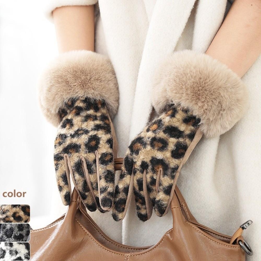 Touch Screen Leopard Print Gloves Keep Warm Winter Gloves Fashion Women's Gloves Winter
