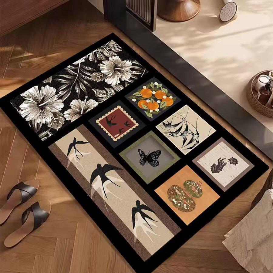 Vintage Patchwork Carpet Mat Rug Botanical Animal Pattern Design Home Decoration Floor Mat Floor Mat Welcome Mat Home Mat
