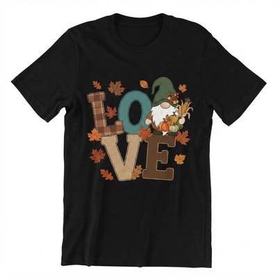 Autumn Gnome And Pumpkin Harvest Love Themed Graphic T-shirt For Men Women