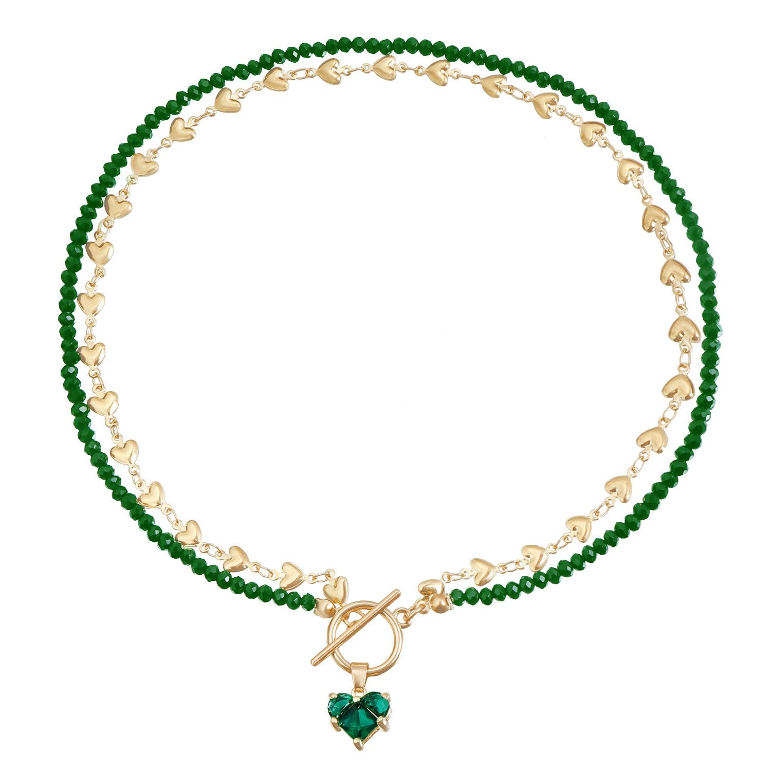 Цепочка на ключицу Фестивальные подарки Элегантный кулон в форме сердца Модная женская повседневная цепочка Креативная застежка-крючок Сердцевидная цепочка Двухслойная Ручная работа