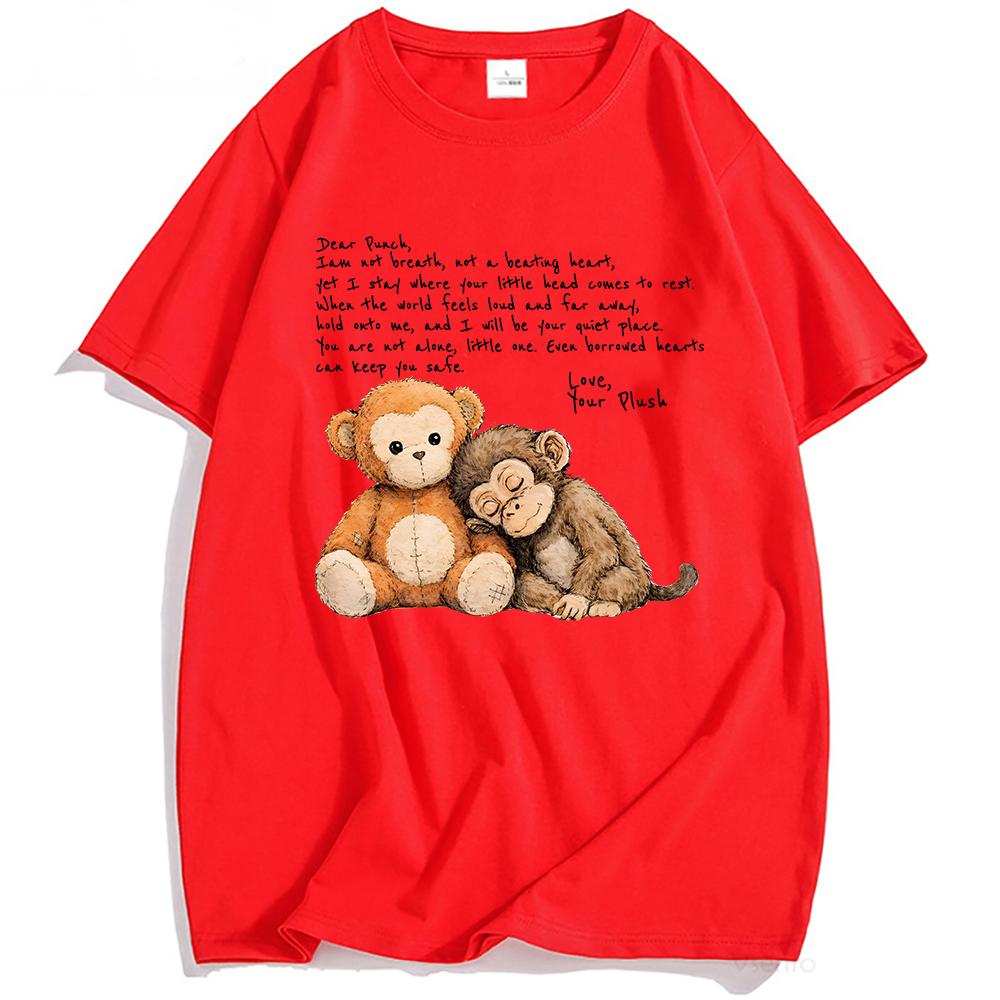 

Punch Monkey Graphic Print Tshirts Summer O-neck Cotton Men/Women Funny T-shirt Short Sleeve Loose Fashion Tees Casual Unisex Clothes Anime T-shirt XS красный