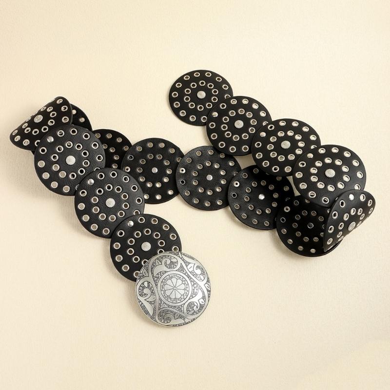 Adult Relief Round Buckle Waist Belt Adjustable Exaggerated Personality Waist Belt for Men Teenagers Coat Dress