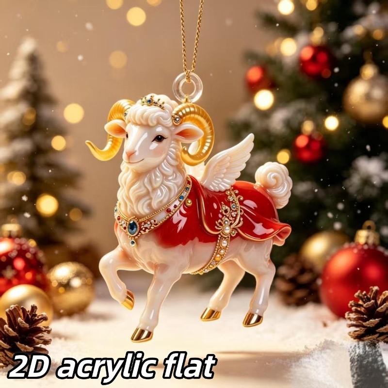 1Pcs Sheep Shaped Flat Acrylic Car Rearview Mirror Hanger Aesthetic Pendant for Auto Interior Home Shelf Decor