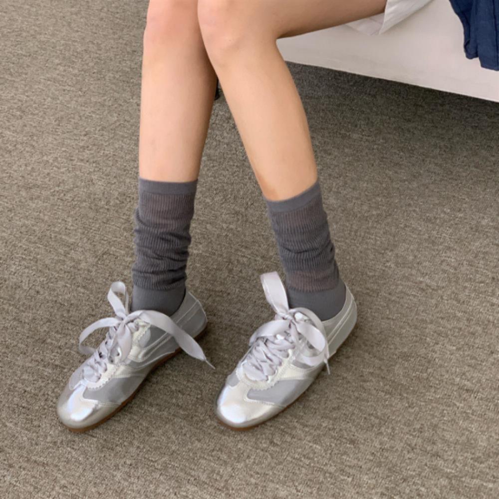 New Arrivals Open Run Women Summer Mesh Mixed Balletcore Ribbon Leather Sneakers