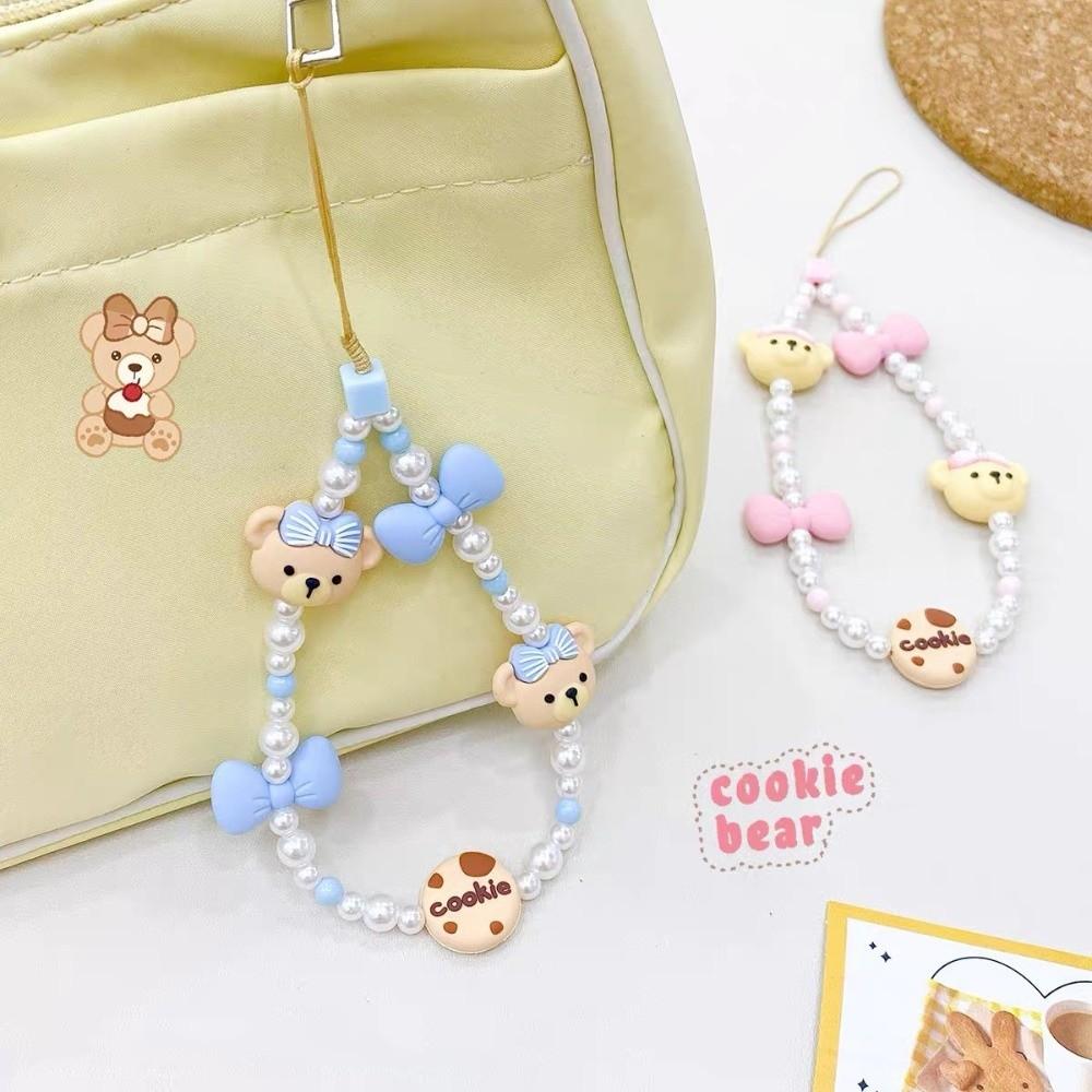 Anti-loss Mobile Phone Lanyard Biscuit Bear Cell Phone Strap Bead Phone Chain  Phone Charm