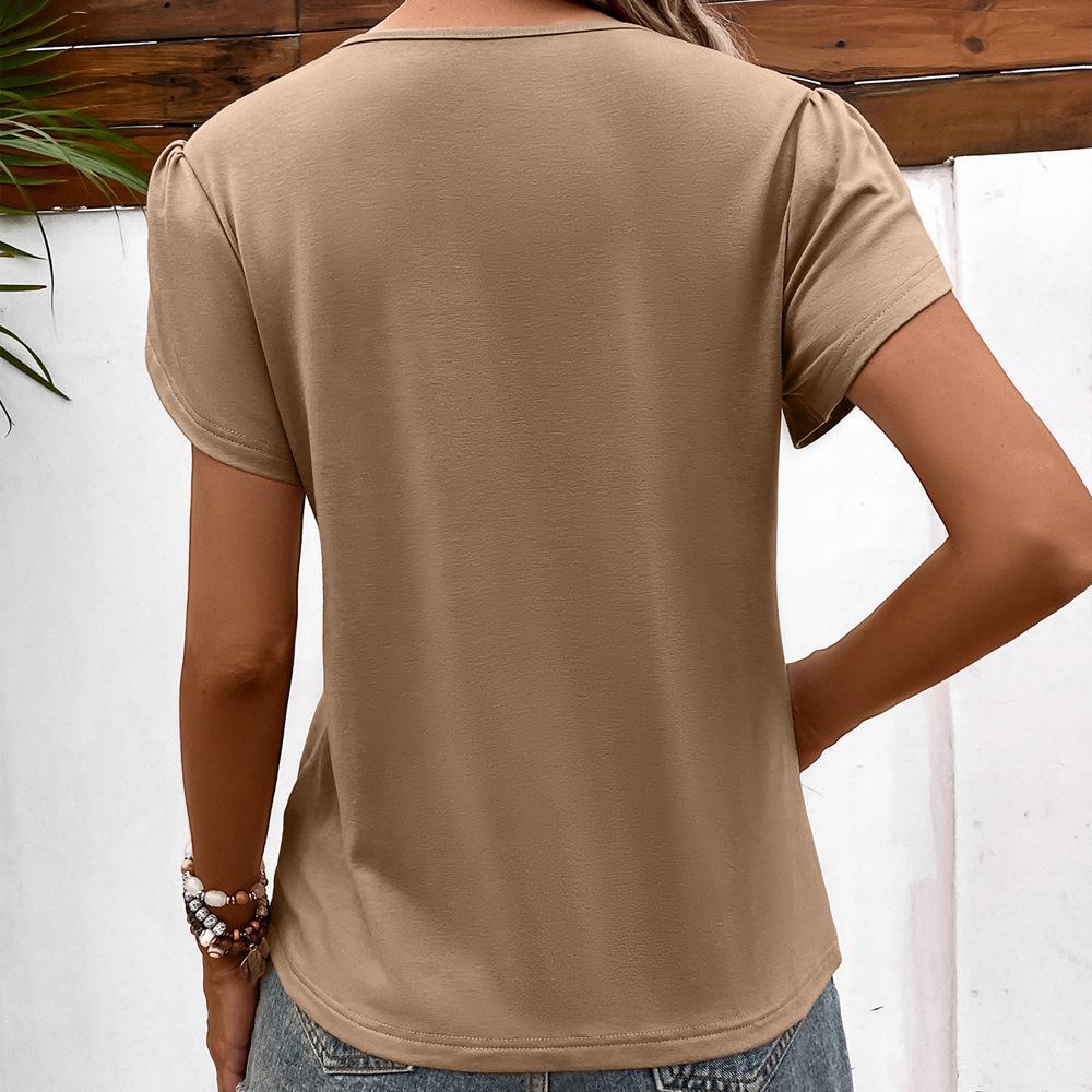 Women's T-shirt Summer Sexy Deep V-Neck Short Sleeve Top