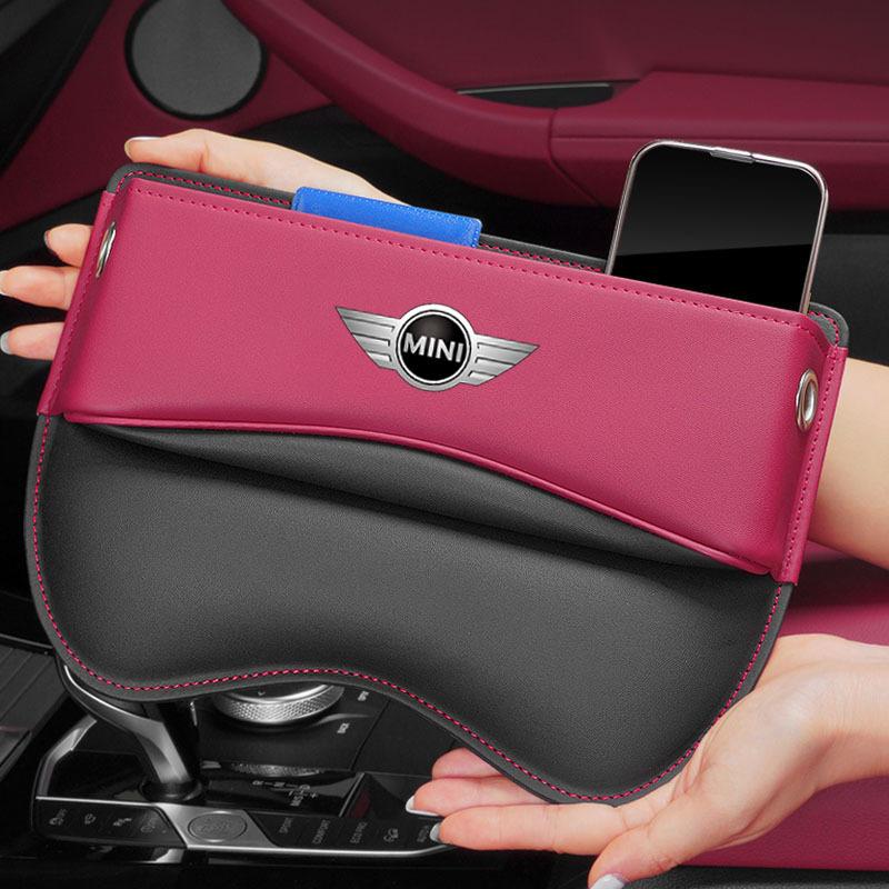 Bilseteorganisator Semsket skinn Sprekk Oppbevaringsboks Biltilbehør for MINI JCW COUPE CLUBMAN CABRIO COOPER