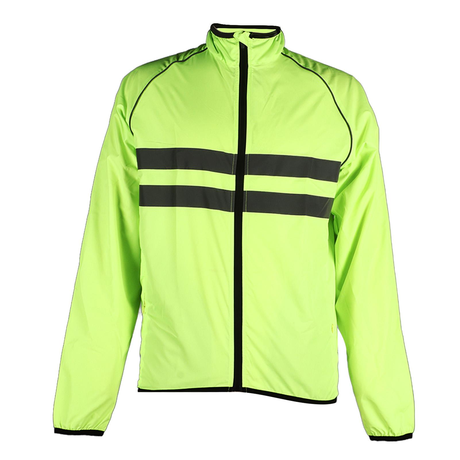Reflective Jacket Breathable Cycling Coat Long Sleeves Polyester with Pockets for Outdoor