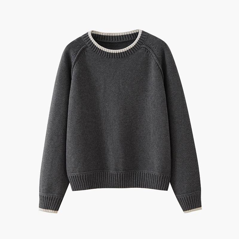 Plus Size Women Crew Neck Sweater Korean Style Loose Oversized Autumn Winter Knitted Long Sleeve Pullover