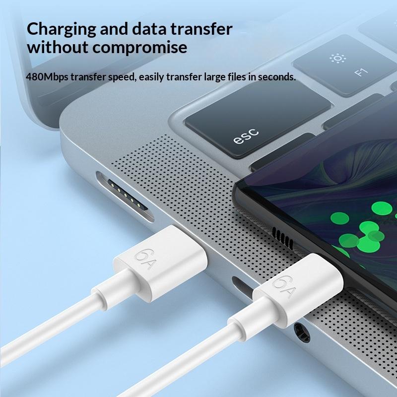 6A USB-A auf C Schnelllade-Datenkabel aus TPE-Material für Mobiltelefone, Kameras und Kopfhörer