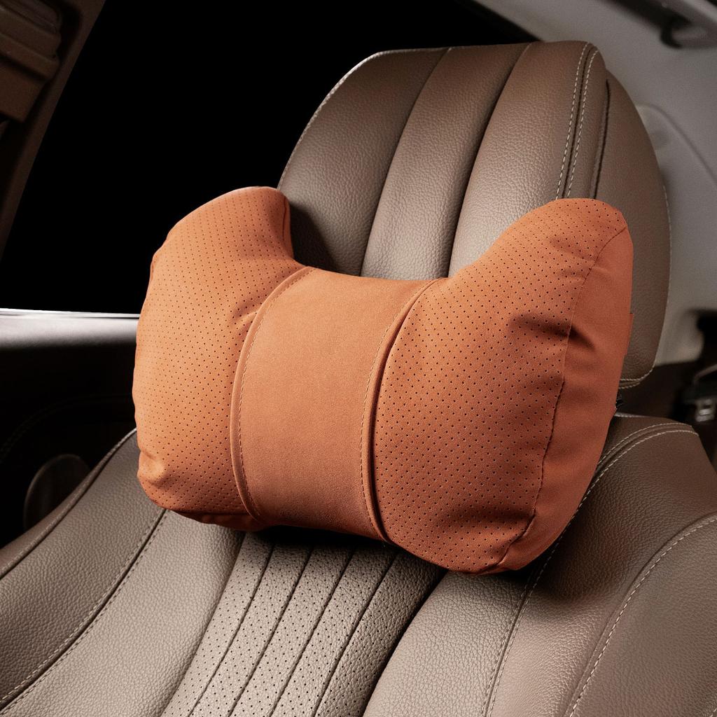 Luxury Suede Comfortable Car Neck Pillows Soft Car Waist Pillow Travel Auto Accessories Car Headrest and Lumbar Support Cushion
