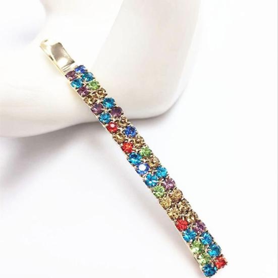 1Pc Women Two Row Rhinestone Hair Slide Clip Hairpin Bobby Pin Accessory Jewelry