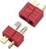 5 Pairs T-Plug Male and Female Connectors | 2-Pin Gold Adapter for LiPo Battery 300mAh | Compatible with WLtoys 144001 | Red Plastic Housing