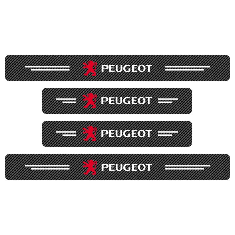 4Pcs Car Door Plate Carbon Fiber Threshold Protector Sticker For Peugeot 308 408 508 RCZ 208 3008 2008 206 207 108 406 407 408 206 207 208 306 307