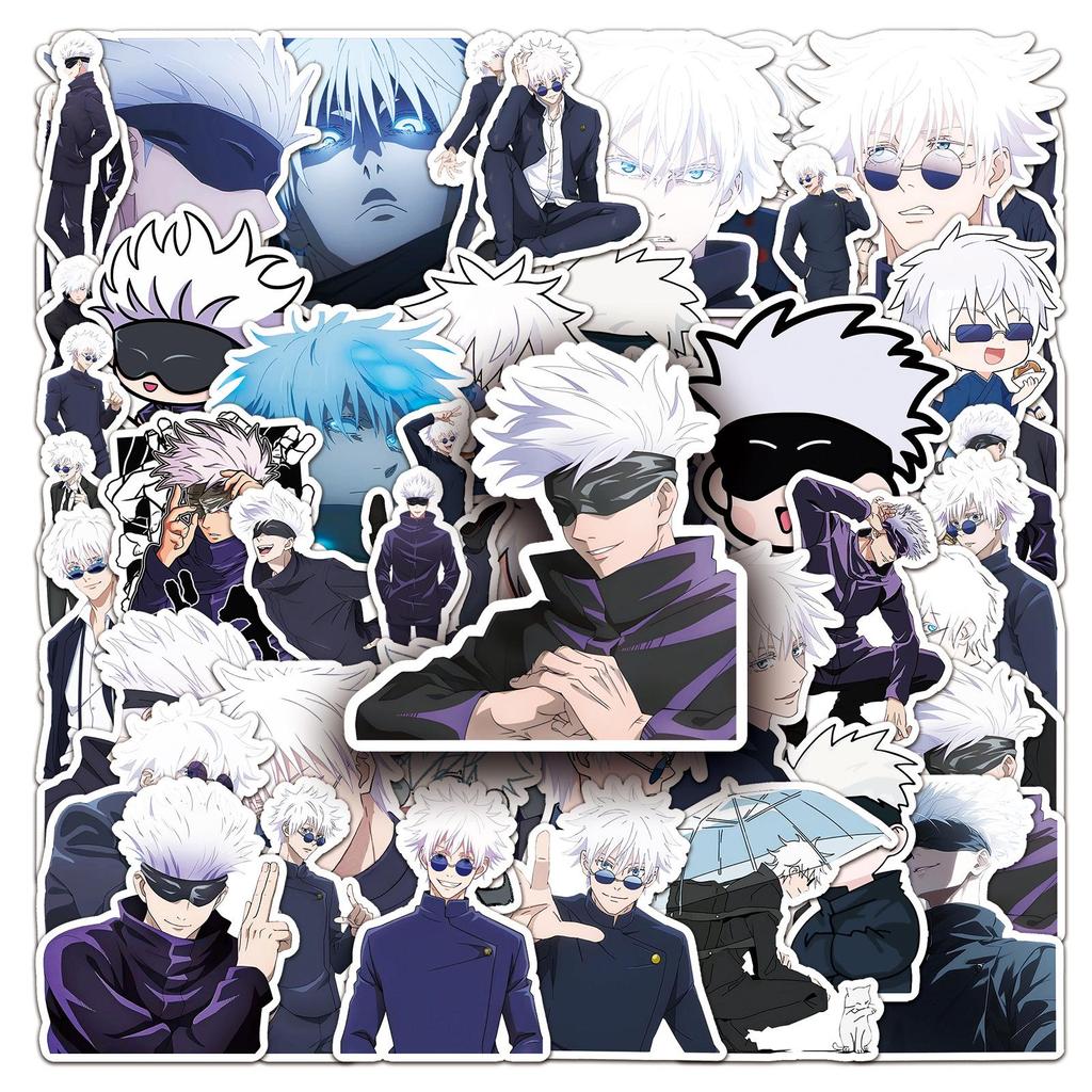 50 מדבקות גרפיטי של Jujutsu Kaisen Gojo Satoru למארזי טלפון וכוסות מים