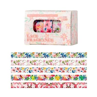 5 rollos de cinta decorativa floral de 10 mm x 2 m para álbumes de recortes, álbumes de fotos, diarios y cuadernos. Cinta de papel estética resistente al agua.